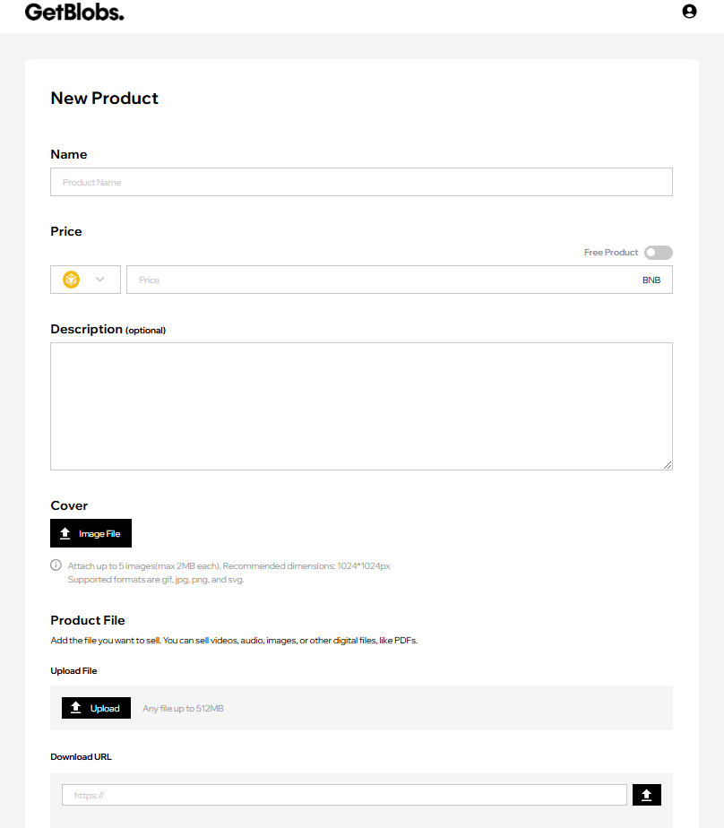 New Product upload form