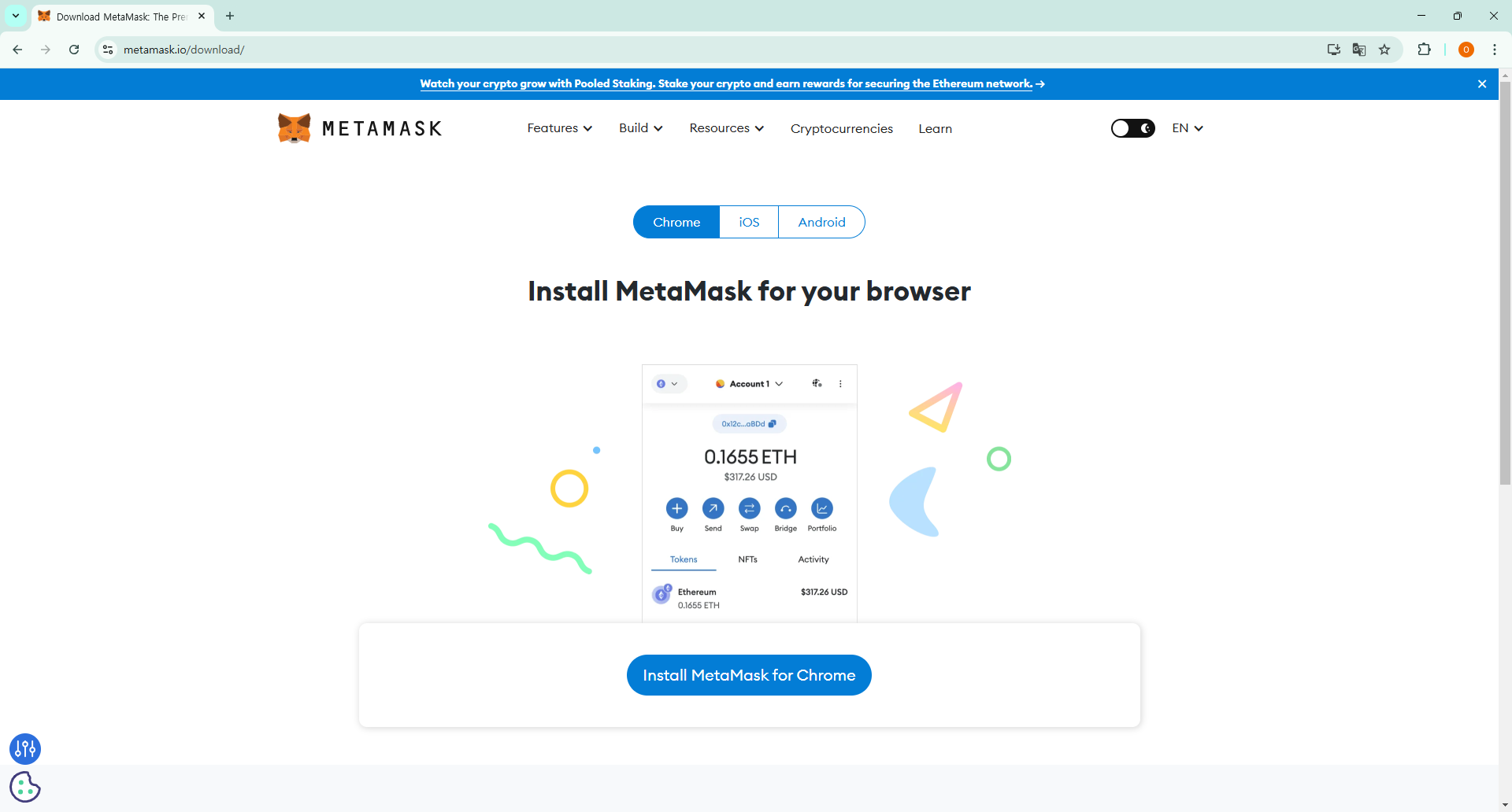 MetaMask download page
